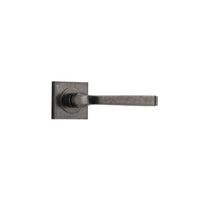 Iver Annecy Door Lever Handle on Square Rose Pair Distressed Nickel 0397
