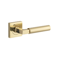 Iver Berlin Door Lever Handle on Square Rose Passage Polished Brass 0410