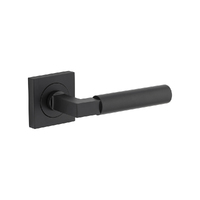 Iver Berlin Door Lever Handle on Square Rose Passage Matt Black 0413