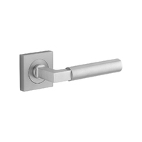 Iver Berlin Door Lever Handle on Square Rose Passage Brushed Chrome 0415