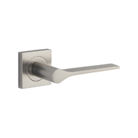 Iver Como Door Lever Handle on Square Rose Passage Satin Nickel 0439