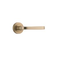 Iver Annecy Door Lever Handle on Round Rose Brushed Brass 0451