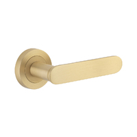 Iver Bronte Door Lever Handle on Round Rose Passage Brushed Brass 0452