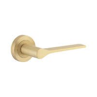 Restocking Soon: ETA Mid April - Iver Como Door Lever Handle on Round Rose Passage Brushed Brass 0455