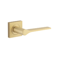 Iver Como Door Lever Handle on Square Rose Passage Brushed Brass 0466