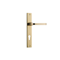 Iver Annecy Lever Handle on Rectangular Backplate Euro Polished Brass 10208E85