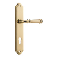 Iver Verona Lever Handle on Shouldered Backplate Euro Polished Brass 10218E85