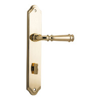 Iver Verona Lever Handle on Shouldered Backplate Privacy Polished Brass 10218P85
