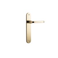 Iver Annecy Door Lever Handle on Oval Backplate Passage Polished Brass 10232