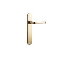 Iver Annecy Door Lever Handle on Oval Backplate Passage Polished Brass 10232