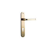 Iver Annecy Door Lever Handle on Oval Backplate Euro Polished Brass 10232E85