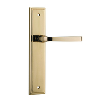 Iver Annecy Door Lever Handle on Stepped Backplate Passage Polished Brass 10244
