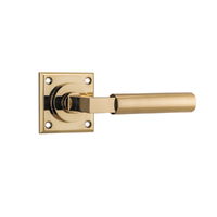 Iver Berlin Door Lever Handle on Chamfered Square Rose Polished Brass 10314