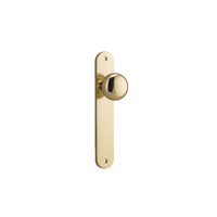 Iver Cambridge Door Knob on Oval Backplate Passage Polished Brass 10334