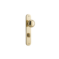 Iver Cambridge Door Knob on Oval Backplate Privacy Polished Brass 10334P85
