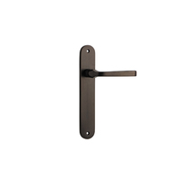 Iver Annecy Door Lever Handle on Oval Backplate Passage Signature Brass 10732