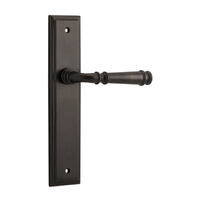 Iver Verona Door Lever Handle on Stepped Backplate Passage Signature Brass 10742