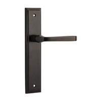 Iver Annecy Door Lever Handle on Stepped Backplate Passage Signature Brass 10744