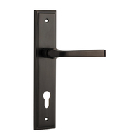 Iver Annecy Door Lever Handle on Stepped Backplate Euro Signature Brass 10744E85