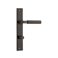 Iver Berlin Door Lever Handle on Rectangular Backplate Privacy Signature Brass 10750P85