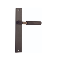 Iver Brunswick Door Lever Handle on Rectangular Backplate Passage Signature Brass 10752