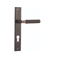 Iver Brunswick Door Lever Handle on Rectangular Backplate Entrance Signature Brass 10752E85