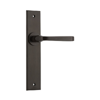Restocking Soon: ETA Early September - Iver Annecy Door Lever Handle on Chamfered Backplate Passage Signature Brass 10788