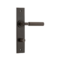 Iver Berlin Door Lever Handle on Chamfered Rectangular Backplate Privacy Signature Brass 10794P85