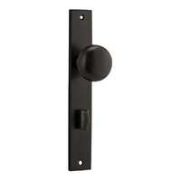 Iver Cambridge Door Knob on Rectangular Backplate Privacy Signature Brass 10822P85