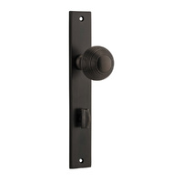 Iver Guildford Door Knob on Rectangular Backplate Privacy Signature Brass 10824P85