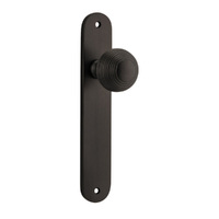 Iver Guildford Door Knob on Oval Backplate Passage Signature Brass 10836