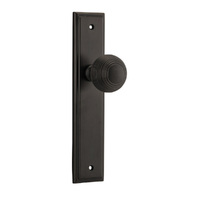 Iver Guildford Door Knob on Stepped Backplate Passage Signature Brass 10842