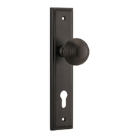 Iver Guildford Door Knob on Stepped Backplate Euro Signature Brass 10842E85