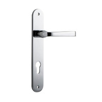 Iver Annecy Door Lever Handle on Oval Backplate Euro Chrome Plated 11732E85