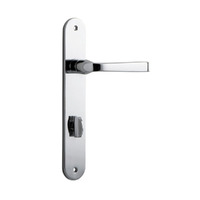 Iver Annecy Door Lever Handle on Oval Backplate Privacy Chrome Plated 11732P85