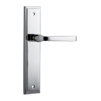 Iver Annecy Door Lever Handle on Stepped Backplate Passage Chrome Plated 11744