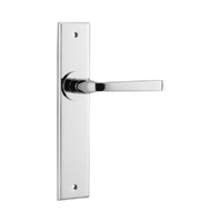 Iver Annecy Door Lever Handle on Chamfered Backplate Passage Polished Chrome 11788