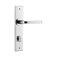 Iver Annecy Door Lever Handle on Chamfered Backplate Privacy Polished Chrome 11788P85