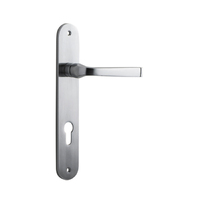 Iver Annecy Door Lever Handle on Oval Backplate Euro Brushed Chrome 12232E85
