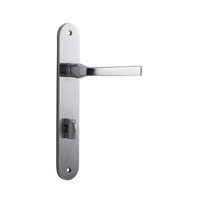 Iver Annecy Door Lever Handle on Oval Backplate Privacy Brushed Chrome 12232P85