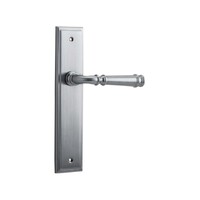 Iver Verona Door Lever Handle on Stepped Backplate Passage Brushed Chrome 12242