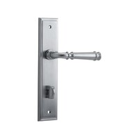 Iver Verona Lever Handle on Stepped Backplate Privacy Brushed Chrome 12242P85