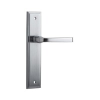 Iver Annecy Door Lever Handle on Stepped Backplate Passage Brushed Chrome 12244