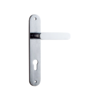 Iver Bronte Door Lever Handle on Oval Backplate Entrance Brushed Chrome 12264E85