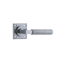 Iver Brunswick Door Lever Handle on Chamfered Square Rose Brushed Chrome 12316
