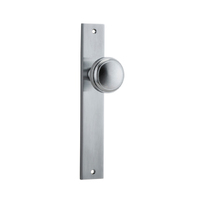 Iver Paddington Door Knob on Rectangular Backplate Passage Brushed Chrome 12320