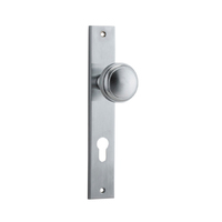Iver Paddington Door Knob on Rectangular Backplate Euro Brushed Chrome 12320E85