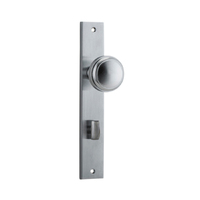 Iver Paddington Door Knob on Rectangular Backplate Privacy Brushed Chrome 12320P85