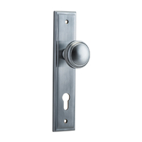 Iver Paddington Door Knob on Stepped Backplate Euro Brushed Chrome 12338E85