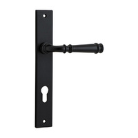 Iver Verona Door Lever Handle on Rectangular Backplate Euro Matt Black 12706E85